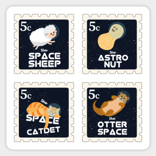 Space Animals Stamp | Funny Gift Ideas | Postage Stamps Magnet